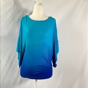 INC Rayon Light to Dark Blue Shoulderless Poncho